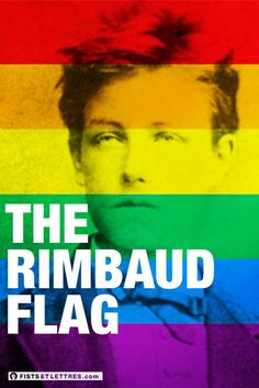 the rainbow flag with a man's face and hair in front of it,