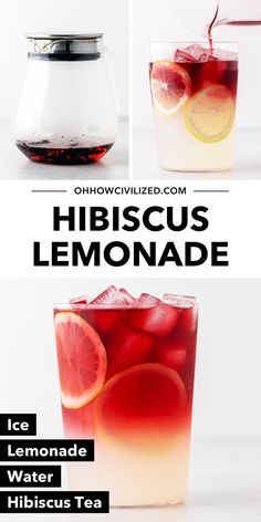 the recipe for hibiscus lemonade is shown