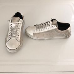 Only Worn Twice, Created To Look Distressed. Beautiful Italian Leather. Very Comfortable. Oliver Cabell Low 1, Italian Leather, Womens Shoes Sneakers, Gray White, To Look, That Look, Shoes Sneakers, Size 6, Women Shoes