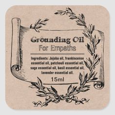 Grounding Essential Oil For Empaths Label | Zazzle.com Grounding Oil, Intention Spell, Grounding Essential Oil, Magick Oil, Essential Oil Roller Bottle Recipes, Essential Oil Perfumes Recipes, List Of Essential Oils, Essential Oil Diffuser Blends Recipes, Perfume Recipes