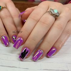 Chrome nails, coffin nails, purple nails, birthday nails, gel nails Purple Nails Birthday, Birthday Nails Gel, Chrome Nails Coffin, Nails Birthday, Bunny Nails, Playboy Bunny