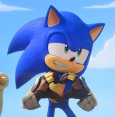 sonic the hedgehog is standing in front of another character