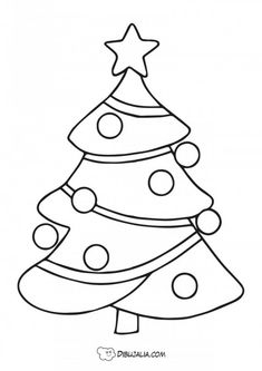 a drawing of a christmas tree with stars on top and polka dots around the base