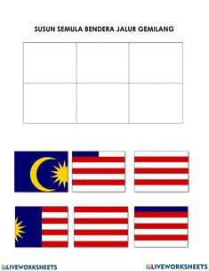 the flags of malaysia, malaysia and malaysia are shown in this worksheet for kids