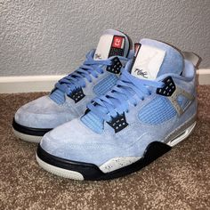 Size 10.5- Jordan 4 Retro Mid University Blue, No box, in good condition. University Blue 4s Jordans, Jordan 4 Retro, University Blue, Athletic Shoes, Men's Shoes, Jordan, Shoe Accessories, University, Mens Accessories