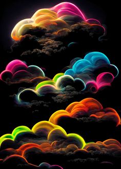 an image of colorful clouds in the night sky