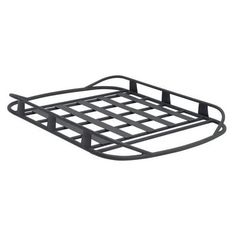 a black metal tray with two handles on the bottom and one handle attached to it