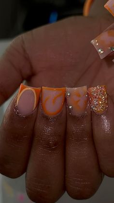 Orange Acrylic Nails, Girly Tingz