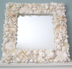 there is a mirror made out of seashells