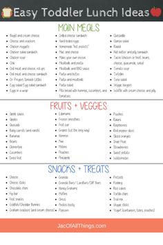 an easy lunch menu for toddlers to eat