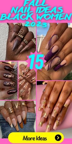 French Nails For Black Women, Fall Nails 2023 Dark Skin, Best Color Nails For Brown Skin, Nails 2023 Trends Dark Skin, Nail Design For Black Women, Dark Skin Nail Ideas, Nail For Black Women, Nails 2024 Black Women, Acrylic Nail Designs For Dark Skin Tones