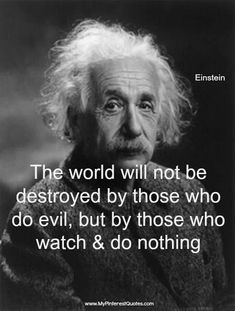 albert davis quote about the world will not be destroyed by those who do evil, but by those who watch & do nothing