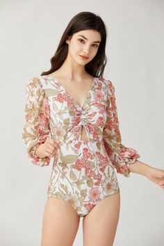 Floral One Piece, Floral One Piece Swimsuit, Exotic Fashion, Two Piece Swimwear, Summer Swim Suits, 3d Modelling, Long Puff Sleeves, Shop Products, Fashion Model