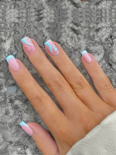 Multicolor  Collar    Color Nails Embellished   Beauty Tools Nails For Switzerland, Key West Nails Summer, Cute Nail Pictures, Acrylic Nails For Florida Vacation, Summer Birthday Nails Square, Easter Nails Squoval, Blue And Pink Swirl Nails, 13 Going On 30 Nails, Spring 2024 Nail Designs