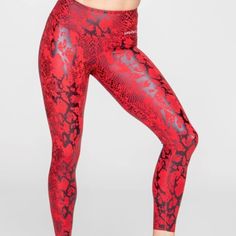 New. Size 2. Bee Sexy In Power Performing Legging In Red And Black Snake Pattern, Matte Foil Finish. High Rise. High Compression Fabric. Triple Layer Waistband To Contour Your Curves. Quick Drying Fabric. Engineered To Shape, Lift, Contour, Sculpt And Smooth. Constructed With Long Life, Active Recovery Fabrics. Uv Protected Fabric. Moisture Wicking And Antimicrobial Technology. Waist 25-26.5", Hip 35-37". High Waist Tight Red Activewear, Red High Waist Tight Activewear, Red Tight High Waist Activewear, Red Tight High-waist Activewear, Trendy Red Activewear For Sports, Trendy Red Sports Activewear, Trendy Fitted Red Activewear, Trendy Red Fitted Activewear, Lift Contour