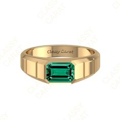 Men Wedding Ring, Men's Emerald Engagement Ring, Yellow Gold Emerald Men Ring, Emerald Cut Men Ring, 14K Solid Gold Emerald Men Ring Details info: Metal: 14K and 18K Solid Gold/White Gold/Yellow Gold/Rose Gold are available to customize, please feel free to contact us. Ring: Band Thickness 1.35 mm Width 3 mm Approximately Gem Details: Center Stone: Lab Emerald Cut 5*7 mm Approximately Clarity: A++ Cut: Emerald Custom Orders: 1. We take orders for the Rings, Pendants, Necklaces, Earrings, Bracele Mens Engagement Rings Emerald, Emerald Diamond Ring Men, Mens Gold Wedding Band With Emerald, Green Stone Rings For Men Gold, Men Stone Ring Design, Gold Emerald Ring For Men, Emerald Wedding Rings Men, Men Emerald Ring Gold, Men Emerald Ring