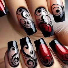 French Tip Nail Designs, Pretty Nail Art Designs, Red Nail, Pretty Nail Art, Fancy Nails, Gorgeous Nails