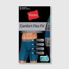 Hanes Men's Comfort Flex Fit Long Leg Boxer Briefs 3pk - M, Size: Medium, MultiColored Hubby Love, Boxer Briefs, Long Legs, Moisture Wicking Fabric, Mens Socks, Briefs, A Team, Black Blue, How To Wear