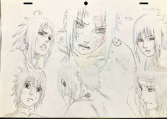 an image of some anime characters drawn on paper