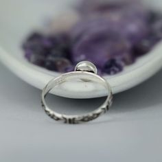 Delicate Silver Labradorite Floral Promise Ring | Moonkist Designs Gift Moonstone Solitaire Ring With Round Stone, Everyday Stackable Moonstone Ring, Everyday Round Moonstone Ring, Celestial Solitaire Ring As Gift, Celestial Solitaire Ring For Gift, Beautiful Promise Rings, Engraving Fonts, Forget Me Not, Promise Ring