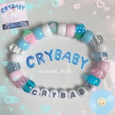 Idk caption 🗣️🗣️ || crybaby melanie Martinez kandi|| #melanie #melaniemartinez #kandi #crybaby #bracelet #sugarpup Melanie Martinez Kandi, Kawaii Bracelet, Pony Bead Bracelets, Kandi Kid, Kandi Cuff, Kandi Patterns