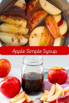 an image of apples and syrup in a jar