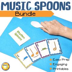 the music spoons bundle includes four cards and five matching pieces