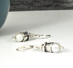 Sterling Silver Dangle Pearl Earrings Simple Pearl Earrings, Dangle Pearl Earrings, Timeless Earrings, Earrings With Pearls, Simple Pearl, Pearl Dangle Earrings, Statement Ring Silver, Sterling Silver Dangle Earrings, Pearl Earrings Dangle