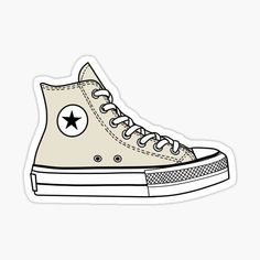 a pink converse sneaker sticker on a white background with black and white lines