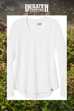 Sweat-wicking, sun-blocking Women’s Plus AKHG Renew Bamboo Long Sleeve Tee is far more functional than cotton but maintains supreme softness. White Crew Neck Top With Upf 50+, Casual White Tops With Upf 50+, Cotton Go-dry Tops For Outdoor, White Long Sleeve Tops For Outdoor Activities, White Upf 50+ Sports Tops, Functional Long Sleeve Cotton Tops, White Go-dry Top For Outdoor, White Long Sleeve Activewear For Outdoor Activities, White Stretch Top For Outdoor