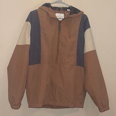 Men’s Half Zip, Vintage Style Windbreaker. Like New, Worn Once. Size Medium. Made By “Weatherproof.” Brown Fall Windbreaker For Outdoor Activities, Brown Windbreaker With Pockets For Outdoor Activities, Casual Brown Windbreaker For Outdoor, Casual Brown Windbreaker With Pockets, Style Windbreaker, Coats Men, Half Zip, Mens Coats, Vintage Style