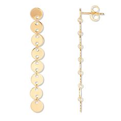 Each of these fabulous earrings for her features a line of discs styled in 14K yellow gold. The earrings secure with friction backs. Disc Style, Gold Stock, Jewelry Advice, Earring Tutorial, Beaded Hoop Earrings, Beaded Hoops, Accessories Jewelry Earrings, Earring Backs, Cultured Pearls