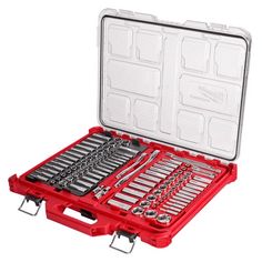 a red tool box filled with lots of tools