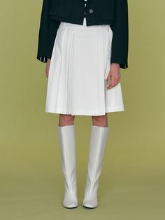 White A-line Skirt For Fall, Modern A-line Lined Skirt, Modern A-line Skirt For Workwear, White A-line Skirt, Modern Knee-length Skirt For Formal Occasions, Modern Knee-length Flowy Skirt, Modern Knee-length Formal Skirt, Chic White Pleated Skirt For Fall, Classic Knee-length Skirt With Pleated Waist