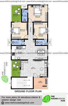 the floor plan for an apartment with three bedroom and two bathrooms