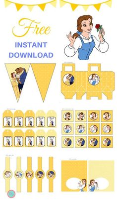 the beauty and the beast party printables with free cutouts, tags, and more