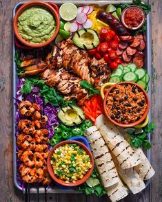 a tray filled with different types of food