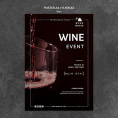 a wine event poster is displayed on a wall