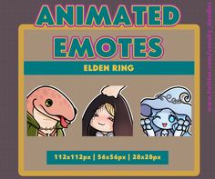 an animated emotes flyer with three avatars on the front and back cover