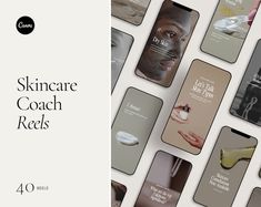 the front and back covers of skincare coach recels, with images of various facial care products on them