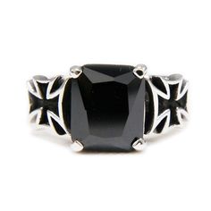 * CONDITION * Brand New & Handmade Finished with Highly Polished * Highest Attention to Details * 100% Handcrafted By Skill Full Silver Smiths * Highest Quality Of Solid Sterling Silver ( NOT PLATED ) * With 925 Stamping * Black Cubic Zirconia * MEASUREMENT * Ring Face Length : 10mm ( Approx ) * Ring Face Width : 10mm ( Approx ) * Weight based on US size 9 : 10gm ( Approx ) * Free Shipping to your doorstep * Signature of Delivery Required * Delivery Duration May Be Vary Depends on your Count Black Sterling Silver Punk Rings, Black Biker Style Ring As Gift, Black Gothic Jewelry For Biker Events, Edgy Silver Jewelry For Biker Events, Black Biker Rings For Biker Events, Edgy Black Jewelry For Biker Events, Biker Rings Mens, Sugar Skull Ring, Ring Day