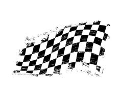 a black and white checkered flag with grungy edges on a white background