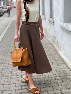 brown midi skirt, flared skirt, viscose bronze long skirt, large size I offer for sale a beautiful vintage skirt. size In my opinion- Large composition -55% cotton 45%poliester used in very good condition measurement full length 80 cm/31.50 inch width waist 52 cm/20.47 inch Visit my vintage store with luxury brands. Check the positive feedback and customer satisfaction. https://www.etsy.com/shop/PandoraFashion If you have question, write to me. Brown A-line Skirt For Summer, Brown Flowy Pleated Maxi Skirt, Chic Brown Relaxed Maxi Skirt, Chic Brown A-line Skirt, Brown Flowy Skirt For Fall, Brown A-line Skirt For Workwear, Brown A-line Skirt For Work, Brown Midi Skirt For Fall, Elegant Full Brown Skirt