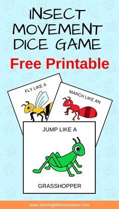 insect movement dice game with free printables