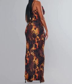 Transform your wardrobe with our Floral Print Cowl Neck Pleated Bodycon Maxi Dress. Made from a comfortable and versatile cotton blend fabric, this dress features a slim and figure-flattering silhouette, perfect for any occasion. With its slight stretch and empire waistline, this dress will highlight your curves and give you the confidence to show off your unique style. Whether you're going out for a night on the town or attending a holiday event, our dress is versatile and perfect for any occas