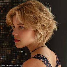 50 Short Haircuts and Hairstyles for Thick Hair Razor Cut Bob, Hairstyles For Thick Hair, Asymmetrical Bangs, Natural Hair Cuts, Romantic Hairstyles, A Bob, Glamorous Hair, Sleek Bob, Effortless Hairstyles