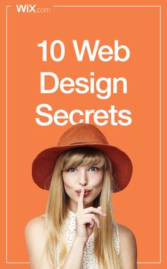 a woman in a red hat with the words 10 web design secrets