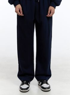 mens-cozy-sweatpants-dark-blue-ig427 / Dark blue Navy Relaxed Fit Pants For Loungewear, Baggy Blue Bottoms For Leisure, Solid Color Baggy Pants With Straight Hem, Navy Relaxed Fit Sports Pants, Casual Navy Straight Leg Bottoms, Casual Navy Full-length Bottoms, Navy Full-length Casual Bottoms, Plain Cotton Bottoms For Leisure, Navy Full Length Casual Bottoms