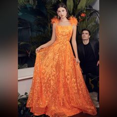 Neon Orange Prom Dress, A Line Cut Out Back, Sequins With Feather Straps Perfect Condition Size 4 Bust 34 Waist 26 Hips 37 Can Provide Additional Info And Pics Upon Request Orange Ballgown, Neon Orange Prom Dress, Prom Orange, Prom Dresses Accessories, Black Sparkly Prom Dress, Orange Prom Dress, Lilac Prom Dress, Navy Blue Prom Dress, Jovani Prom Dress