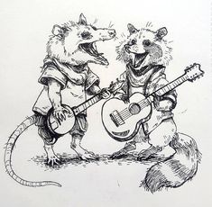 two mice playing guitar and singing to each other